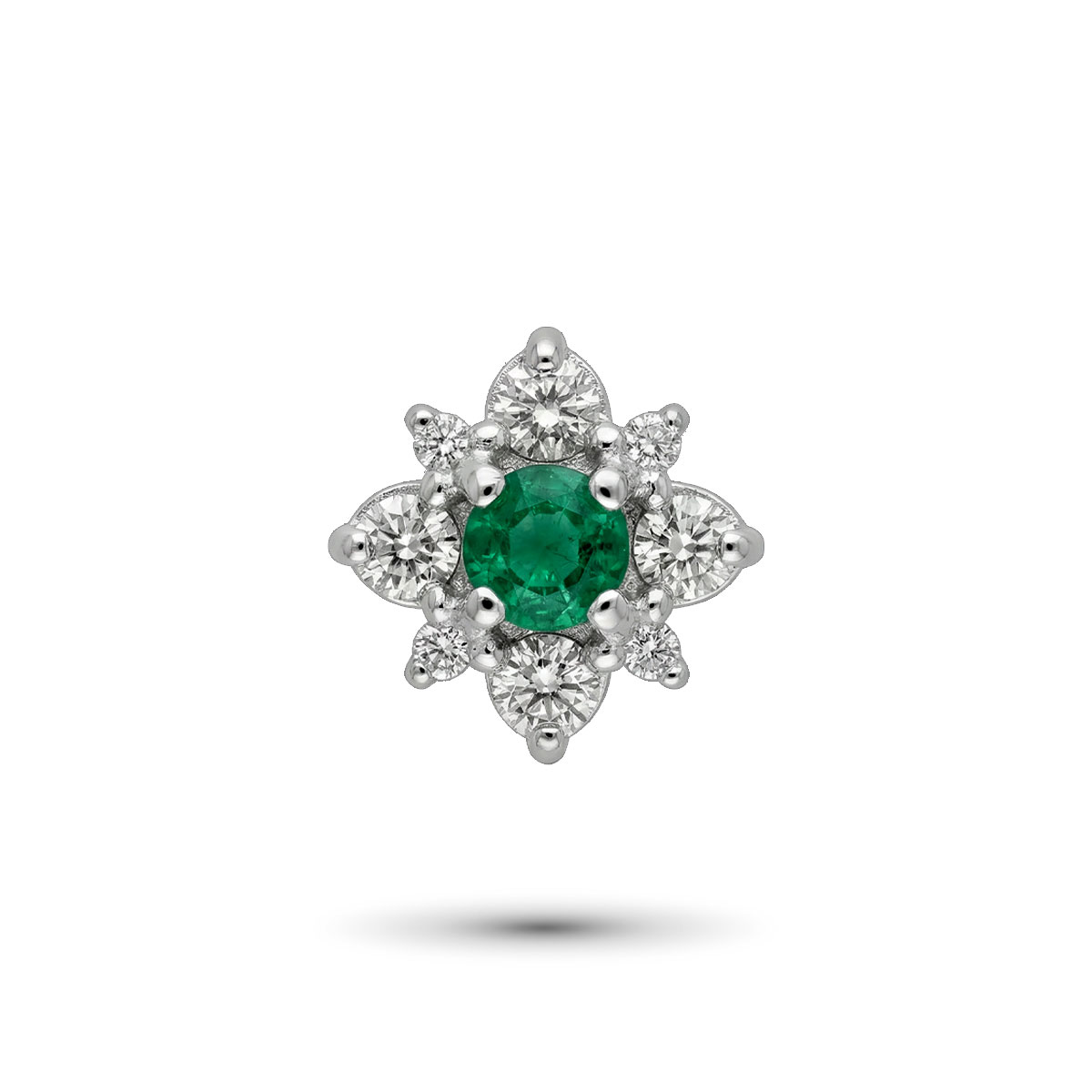 Подвеска из белого золота с изумрудпо и бриллиантами