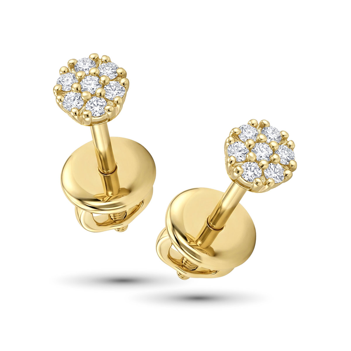 Серьги из желтого золота с бриллиантами