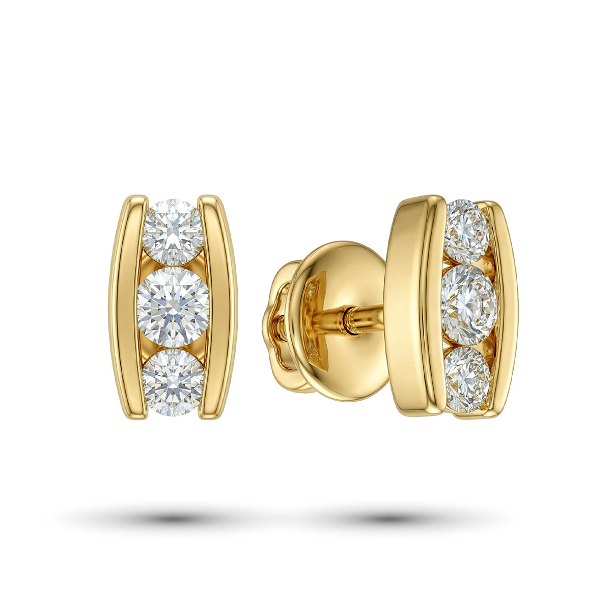 Серьги из желтого золота с бриллиантами