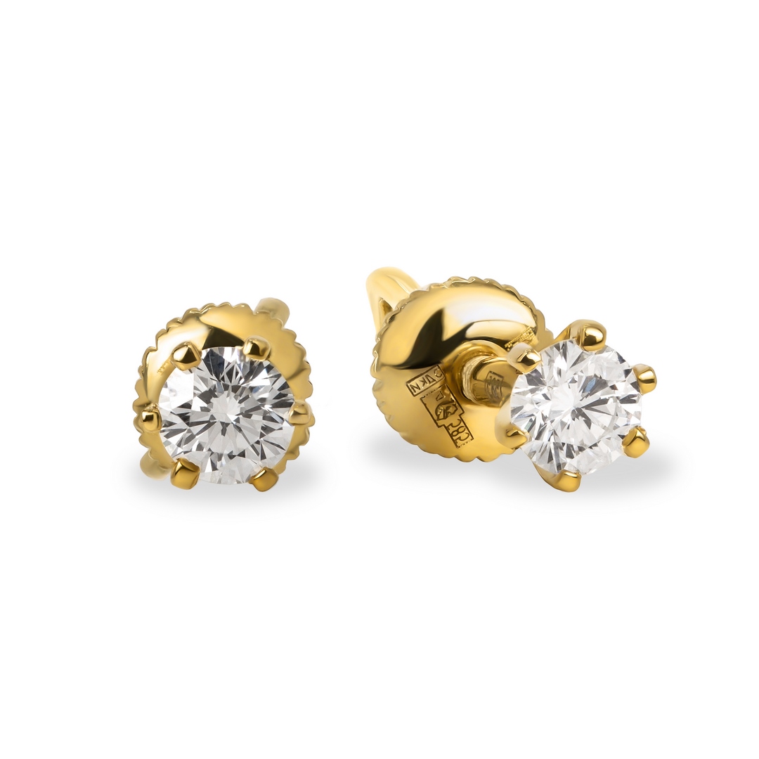 Серьги из желтого золота с бриллиантами