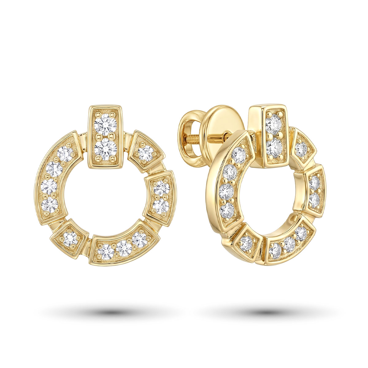 Серьги из желтого золота с бриллиантами