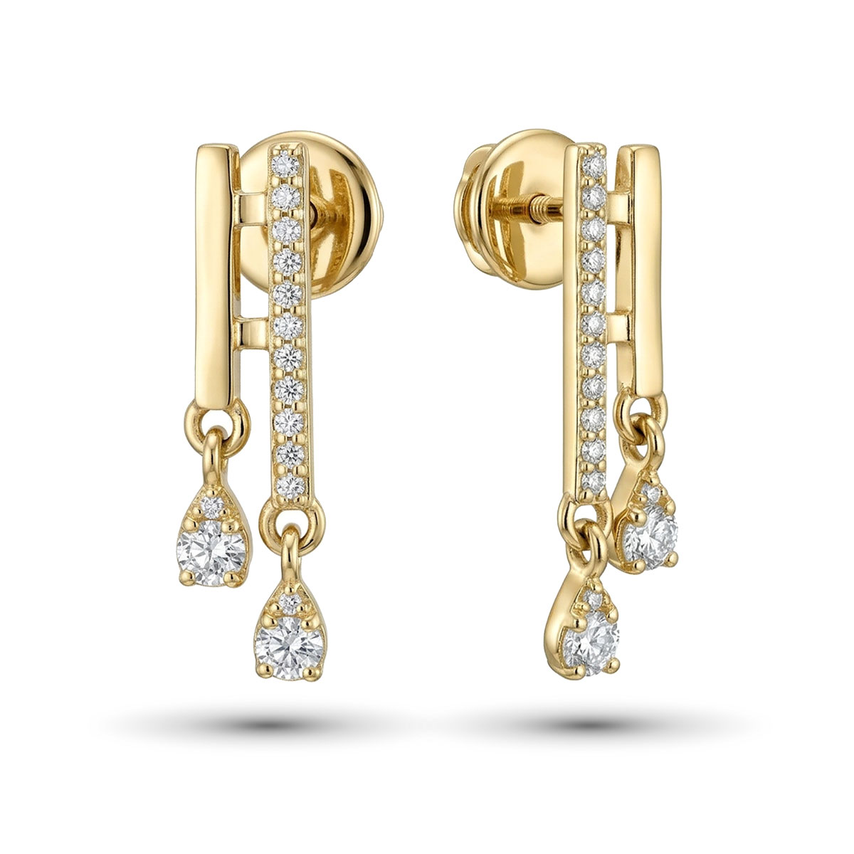 Серьги из желтого золота с бриллиантами