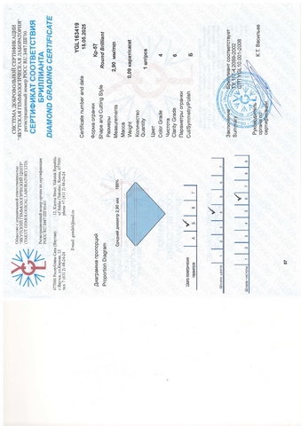 Бриллиант круглый 0,090 карат