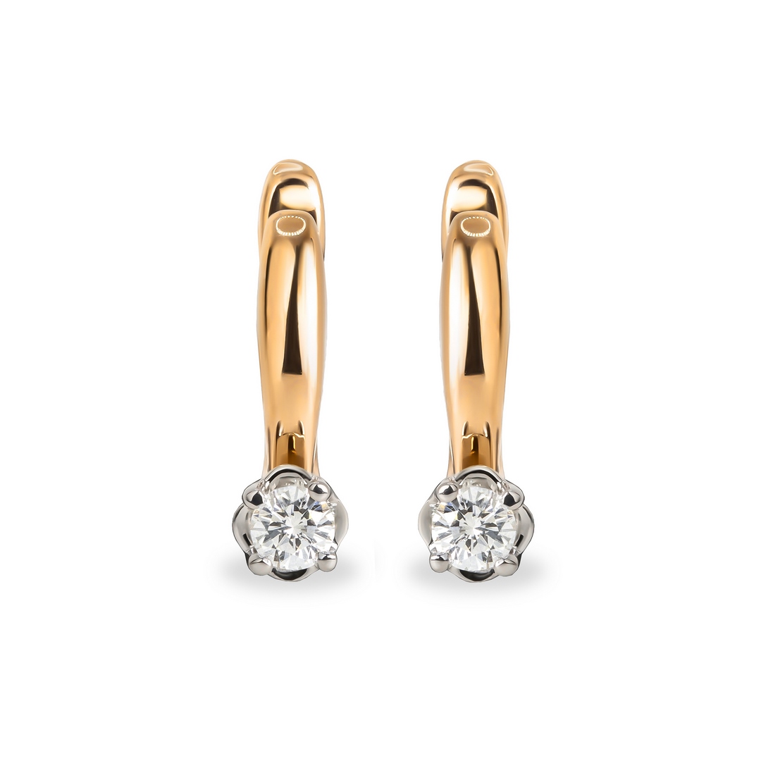 Серьги из комбинированного золота с бриллиантами