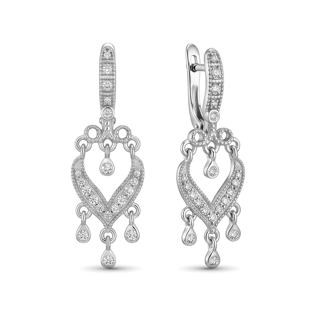 Серьги из родированного золота с бриллиантами