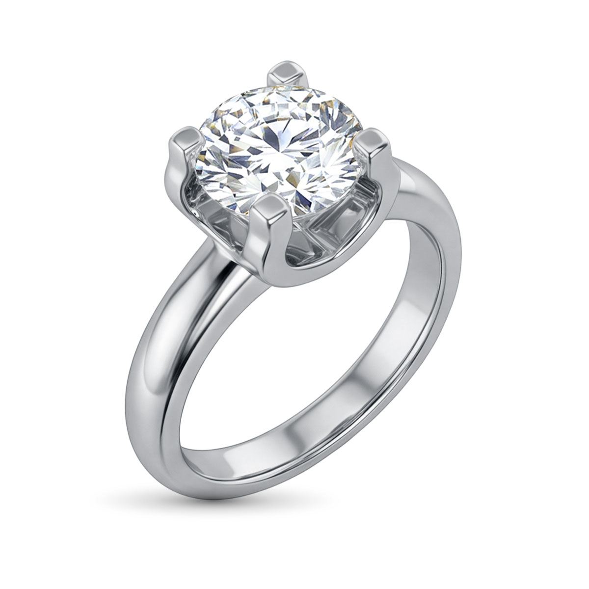 Кольцо из родированного золота с бриллиантами