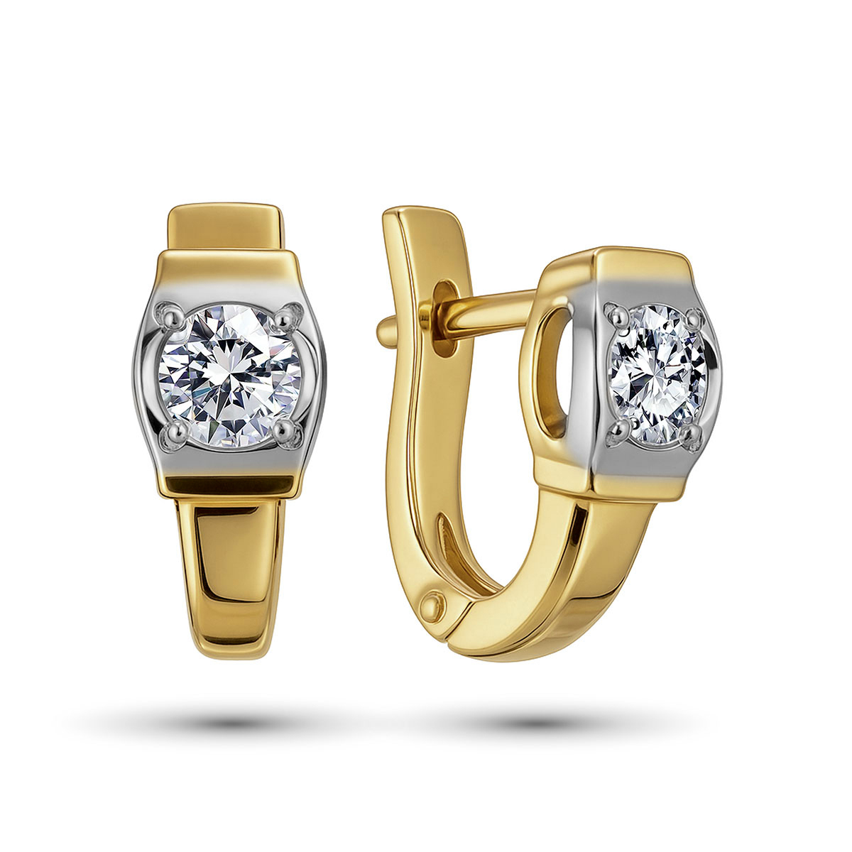 Серьги из желтого золота с бриллиантами