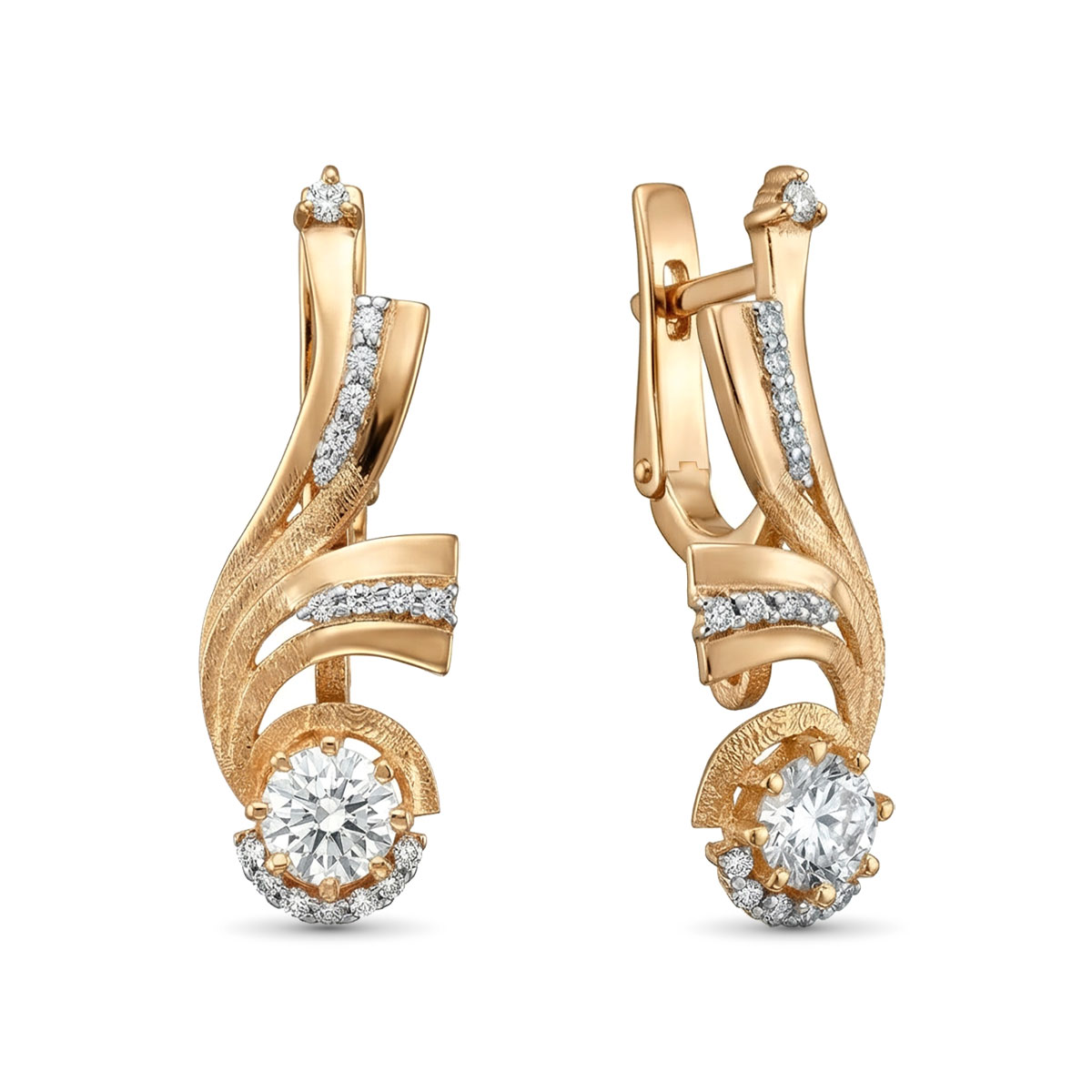 Серьги из красного золота с бриллиантами