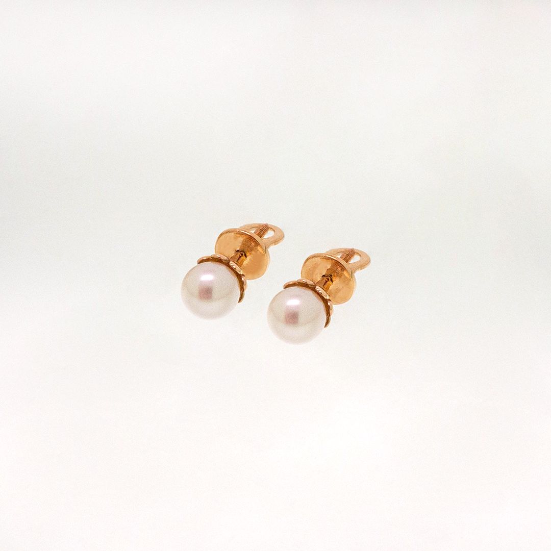 Серьги из красного золота с жемчугом