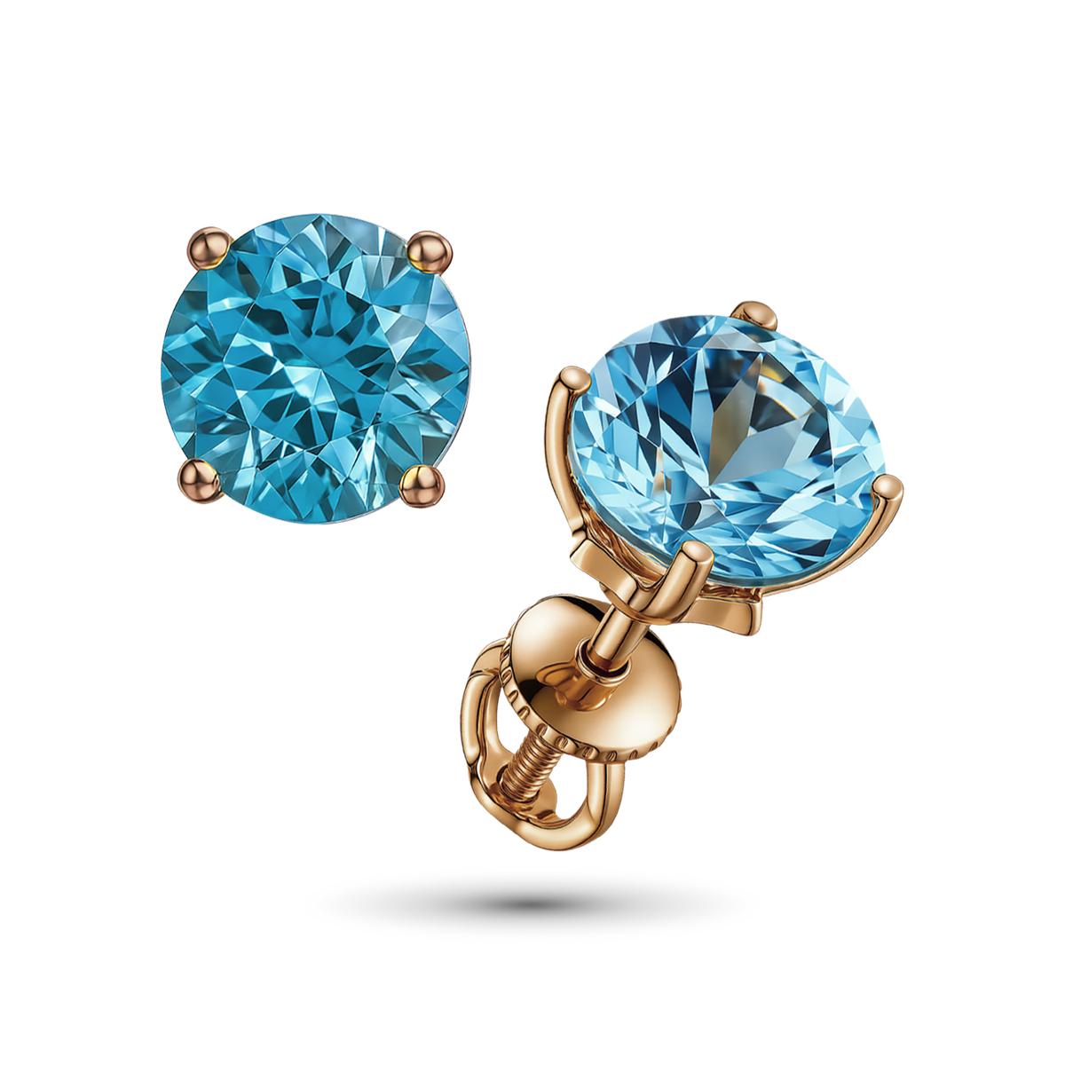 Серьги из красного золота с топазом