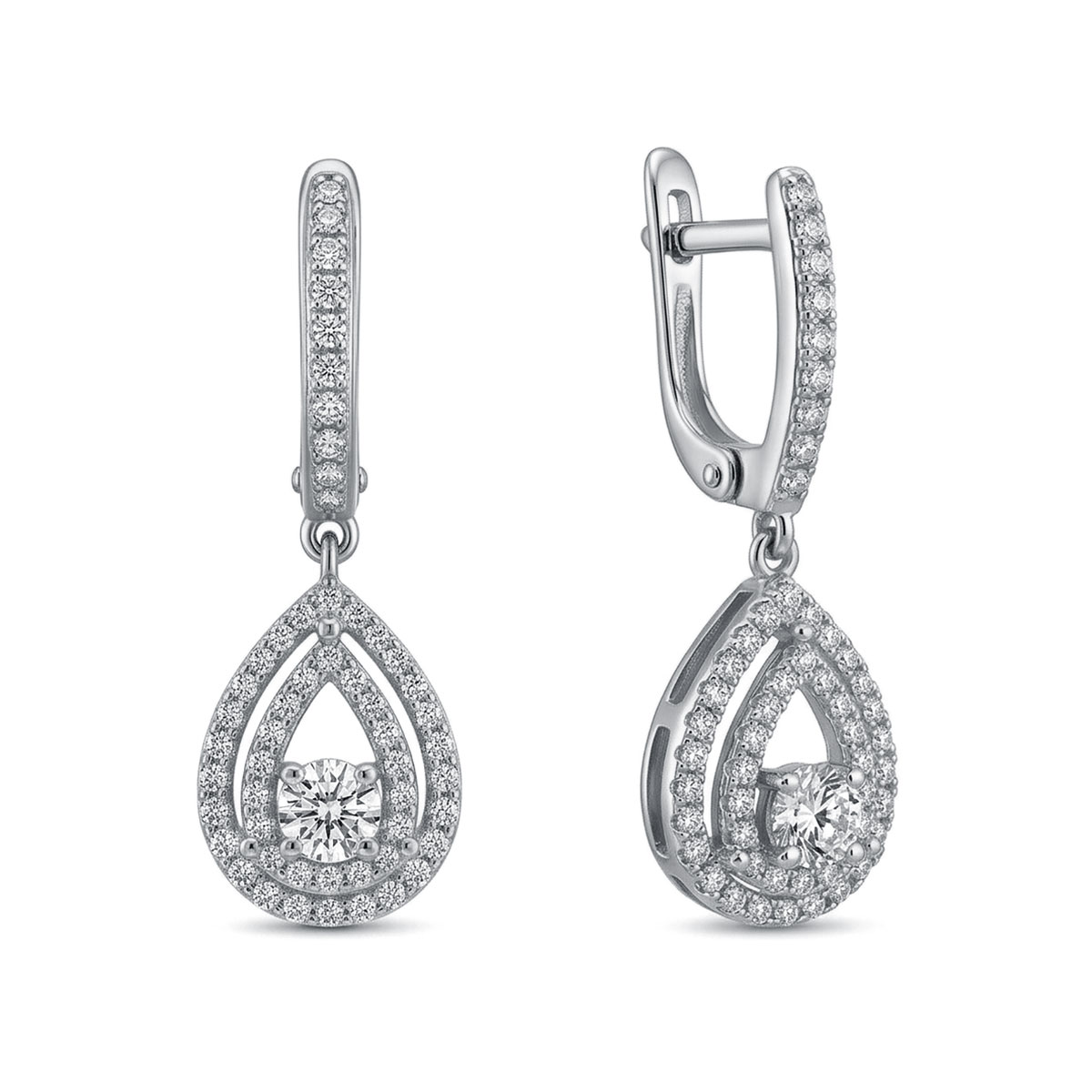 Серьги из родированного золота с бриллиантами