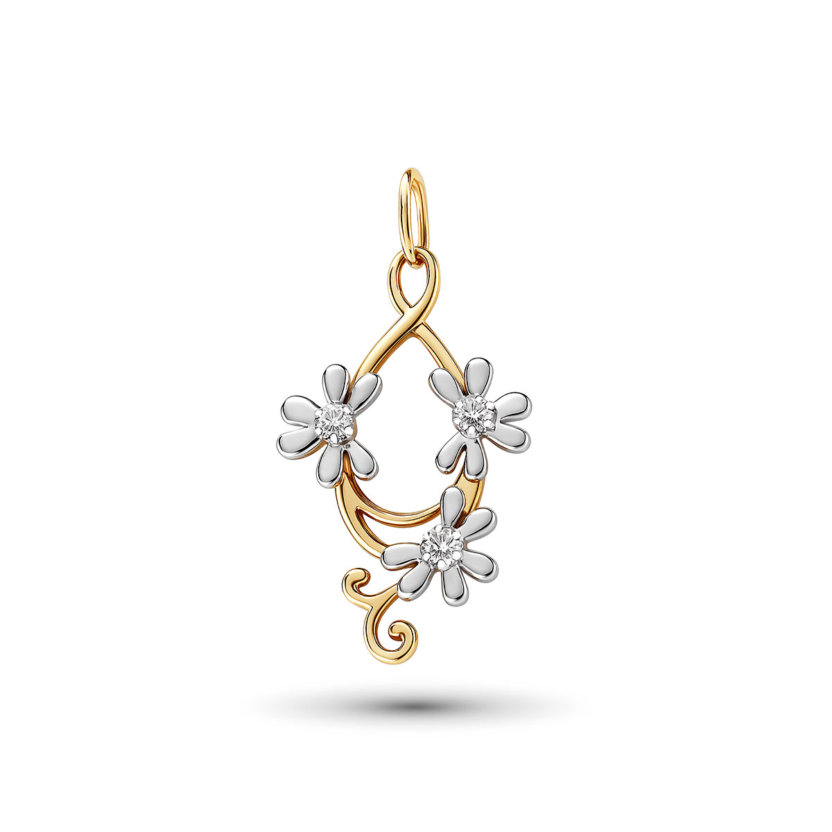 Подвеска из комбинированного золота с бриллиантами