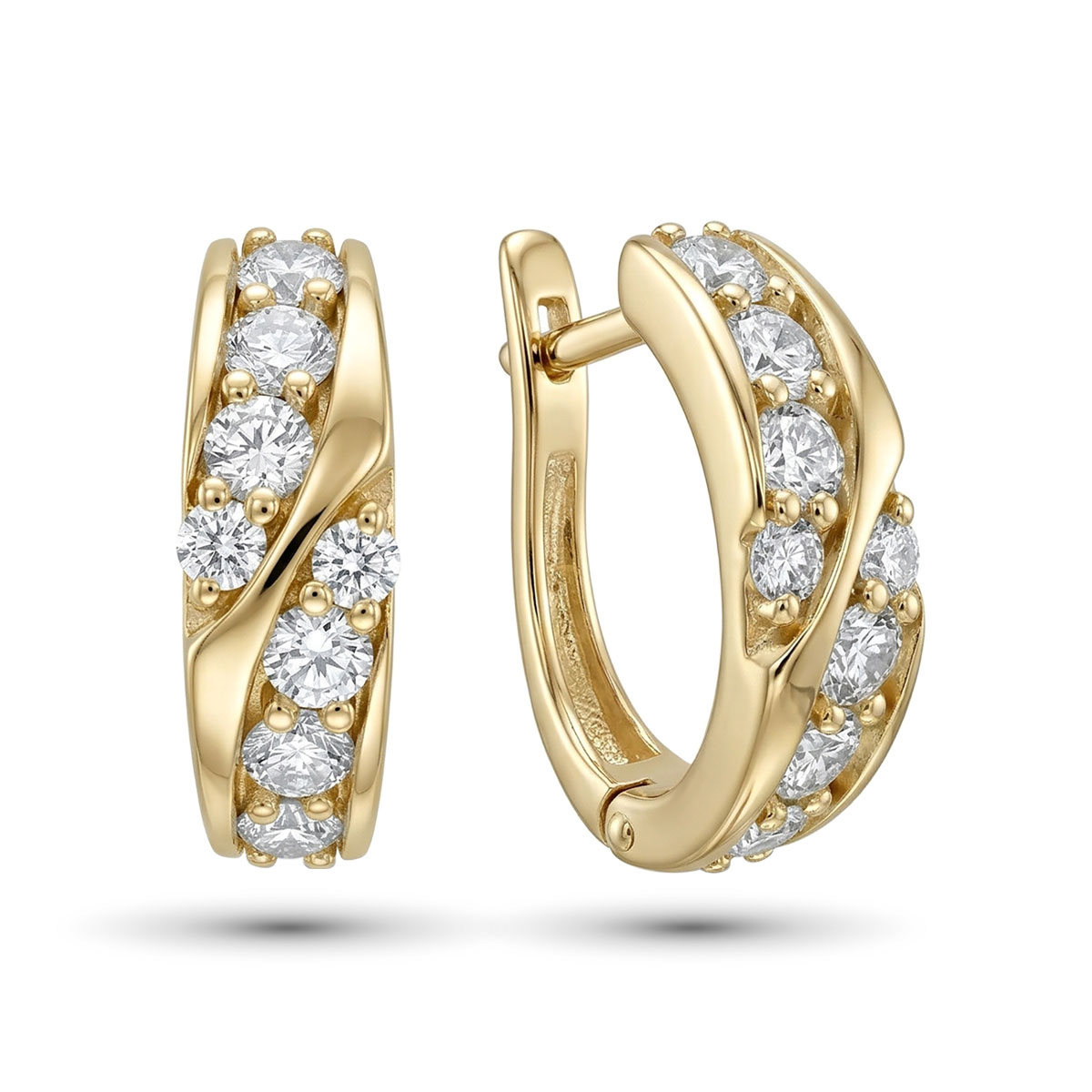 Серьги из желтого золота с бриллиантами