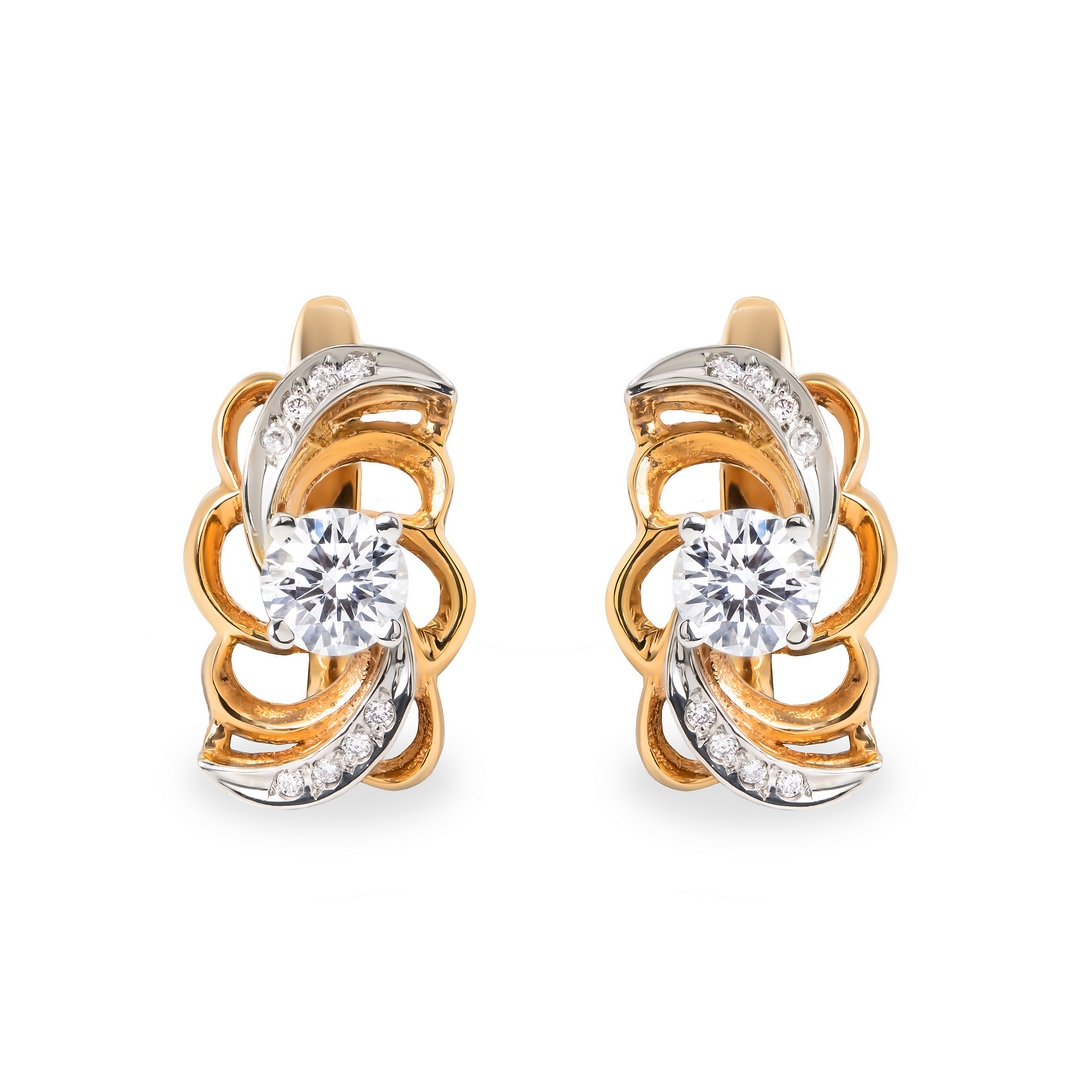Серьги из комбинированного золота с бриллиантами
