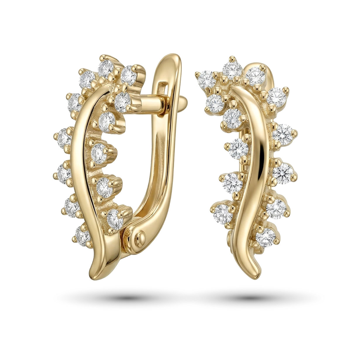 Серьги из желтого золота с бриллиантами