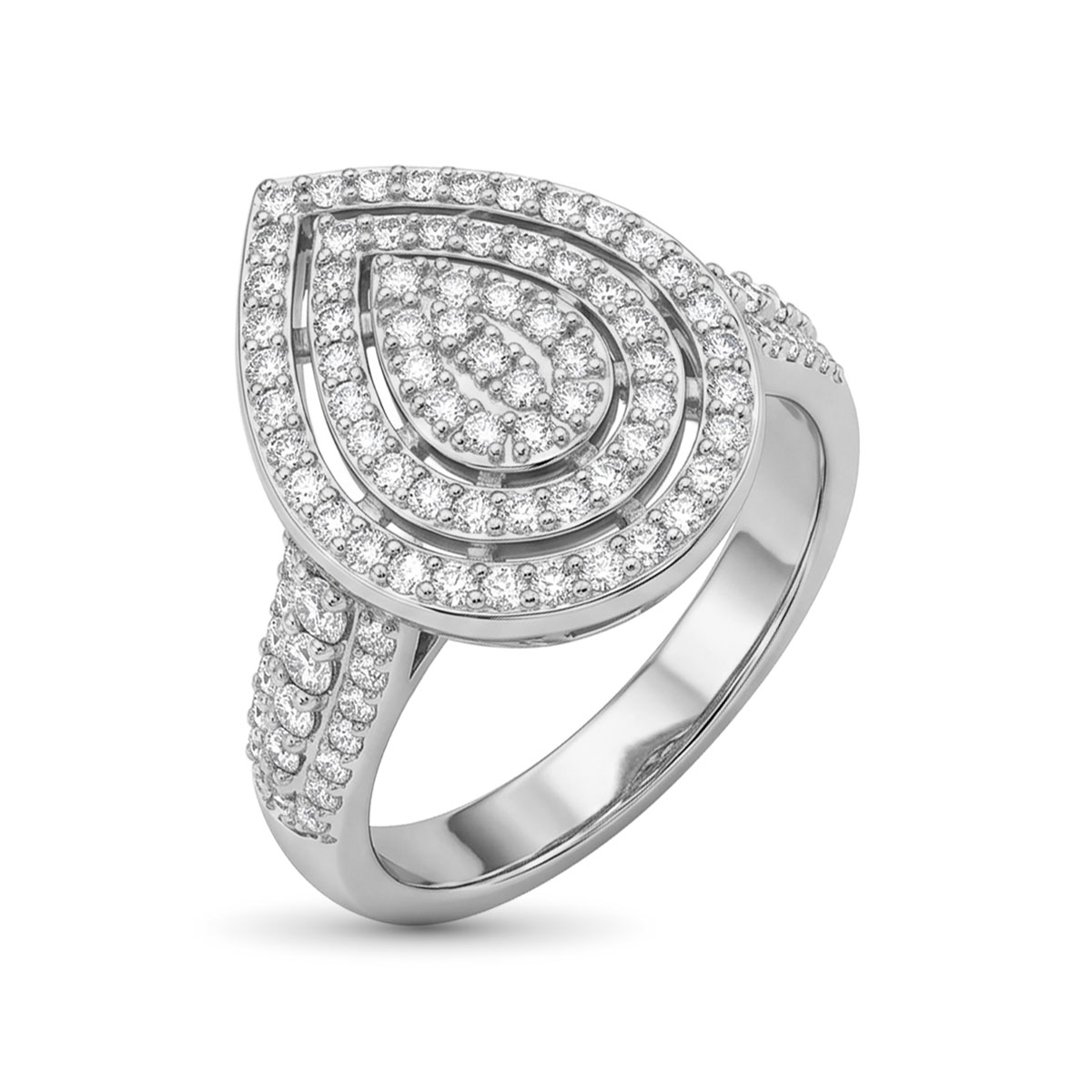 Кольцо из родированного золота с бриллиантами