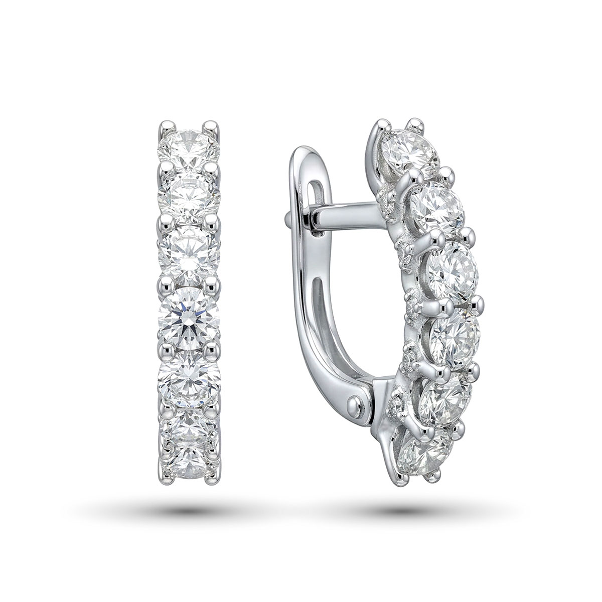 Серьги из родированного золота с бриллиантами