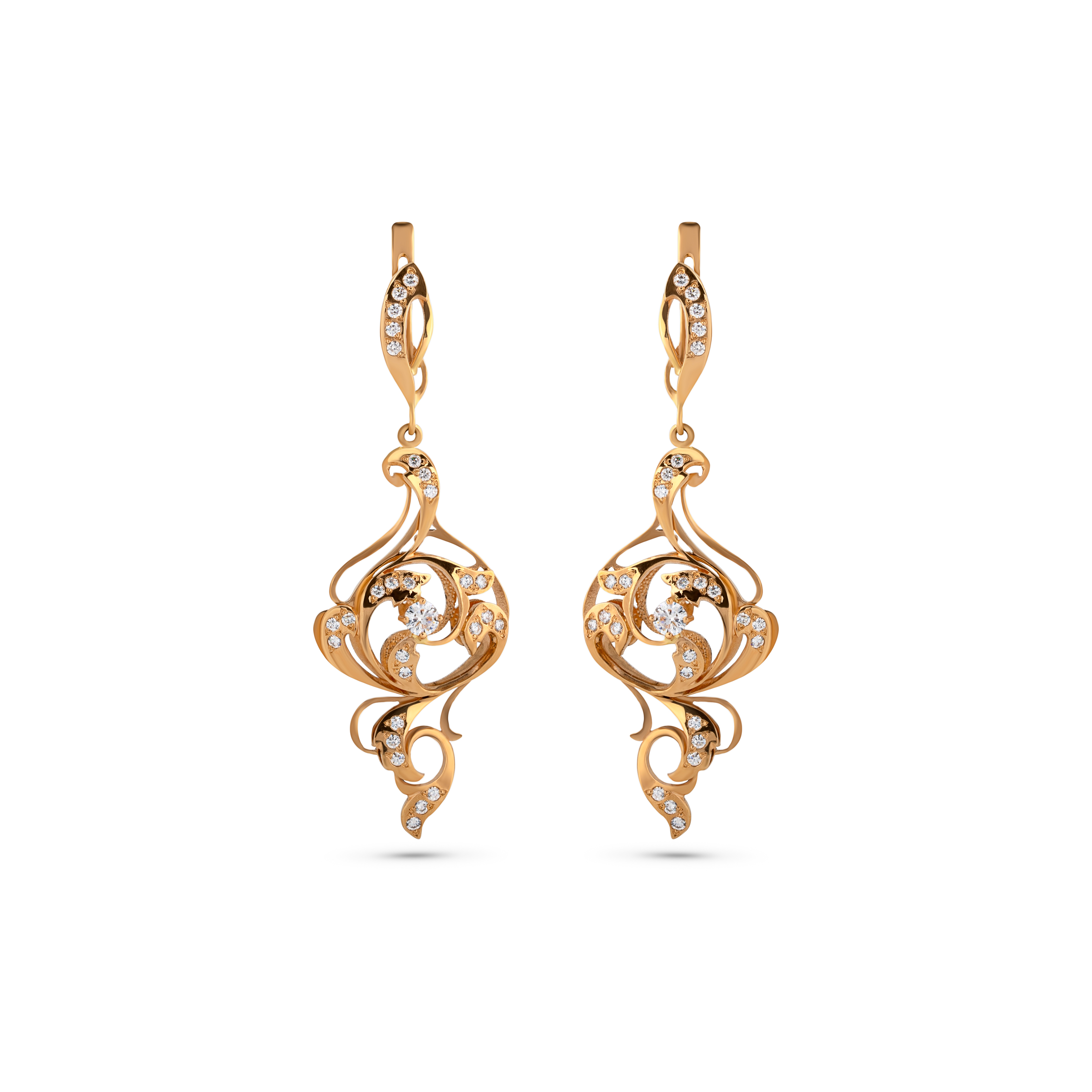 Серьги из желтого золота с бриллиантами