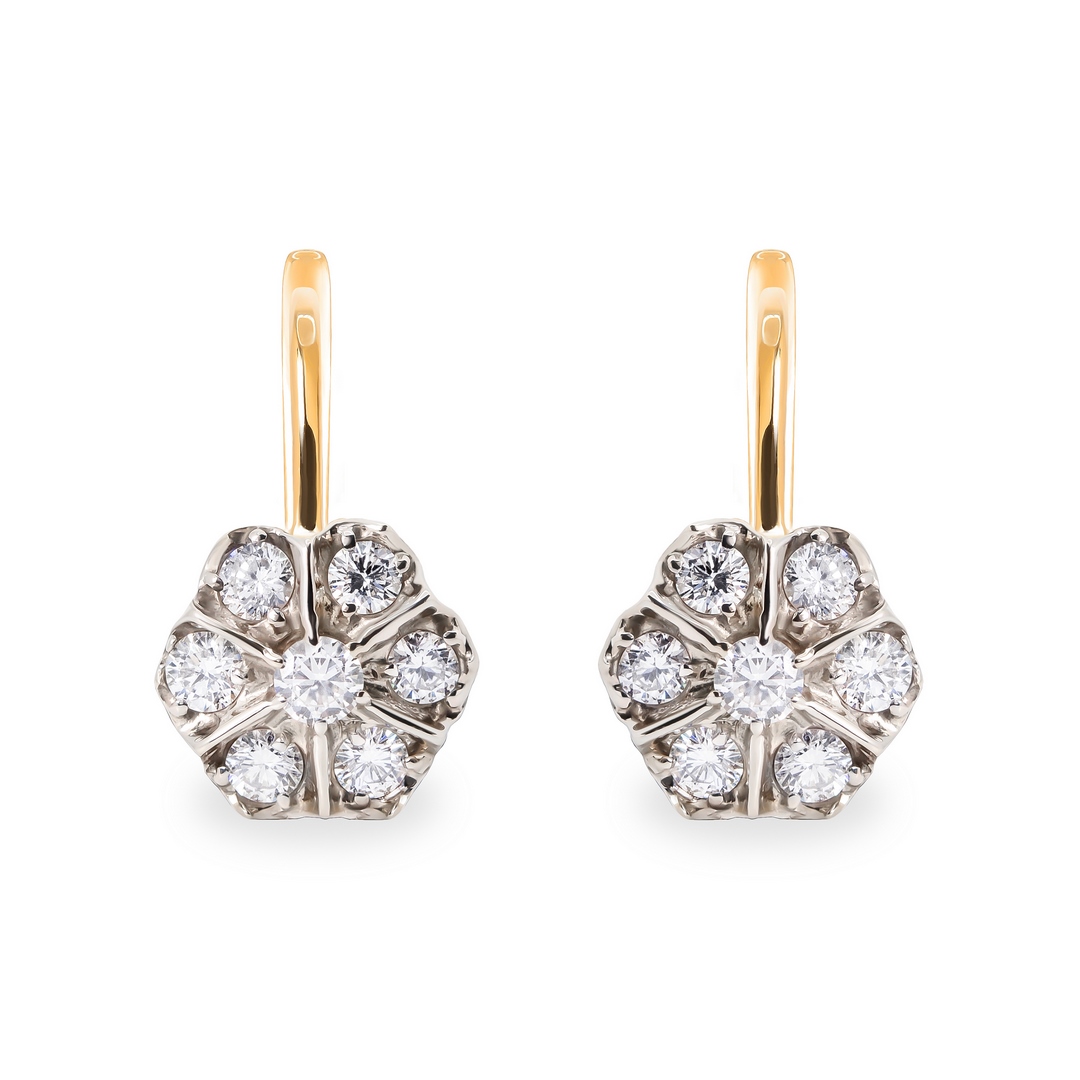 Серьги из комбинированного золота с бриллиантами