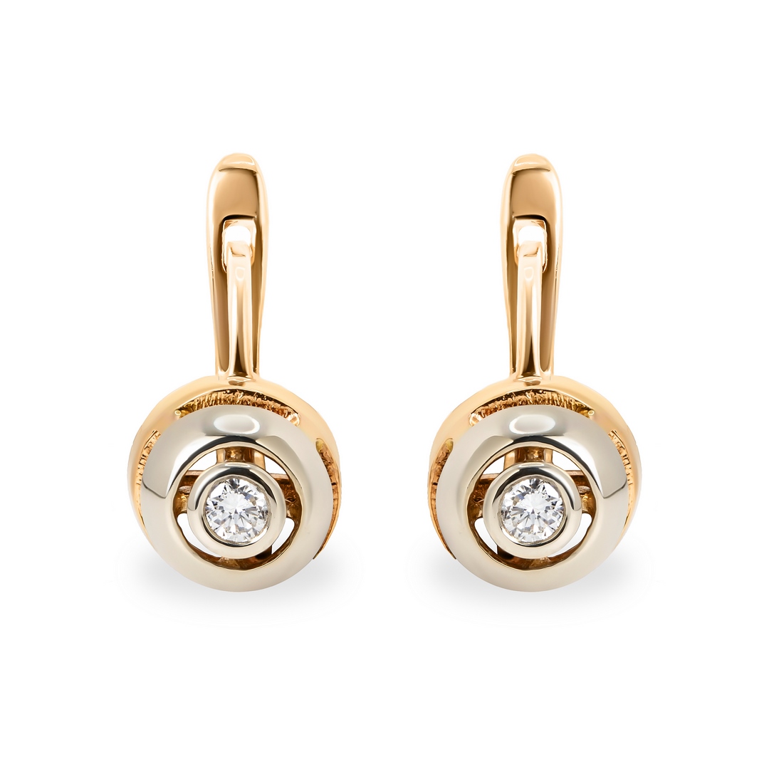 Серьги из комбинированного золота с бриллиантами