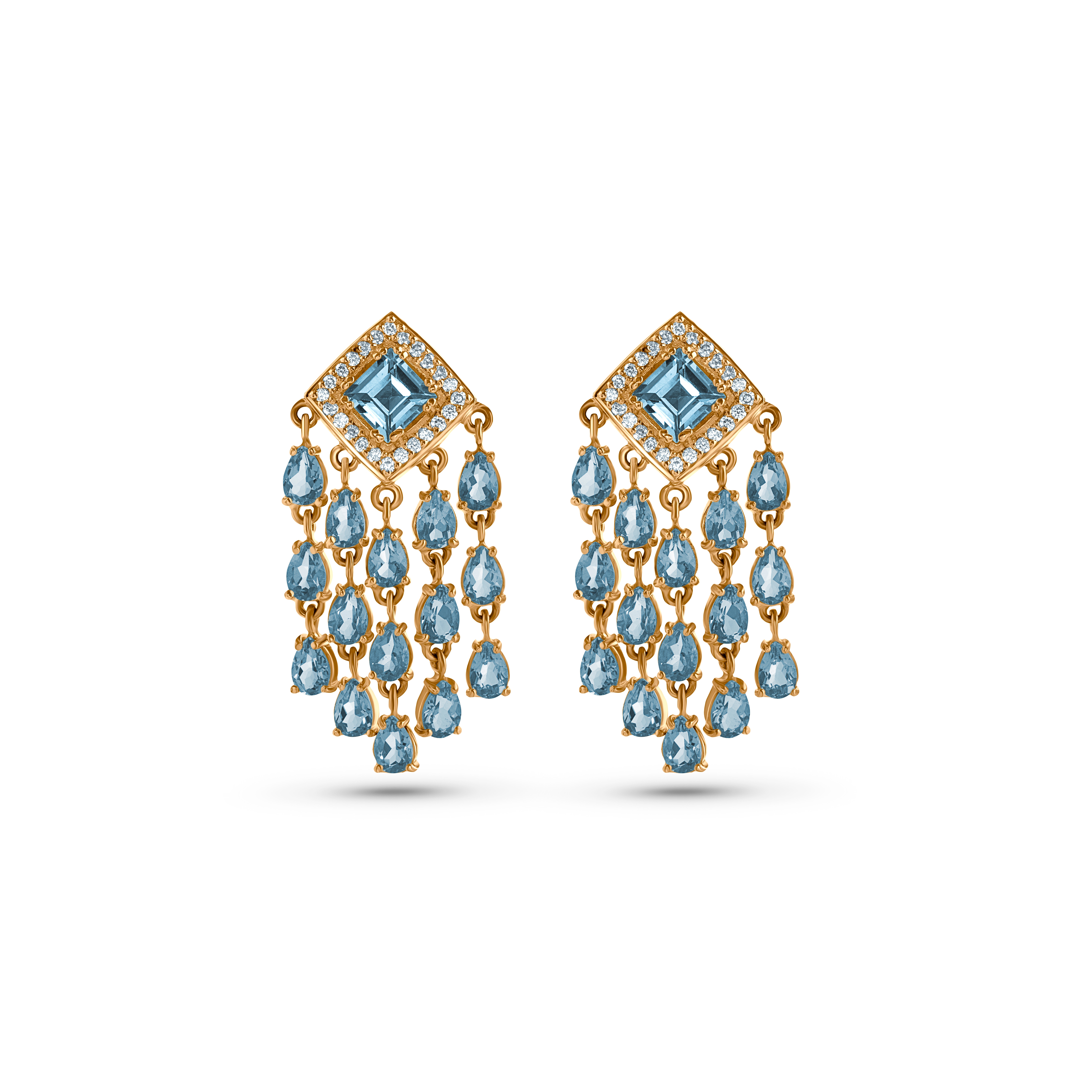 Серьги из желтого золота с топазом и бриллиантами