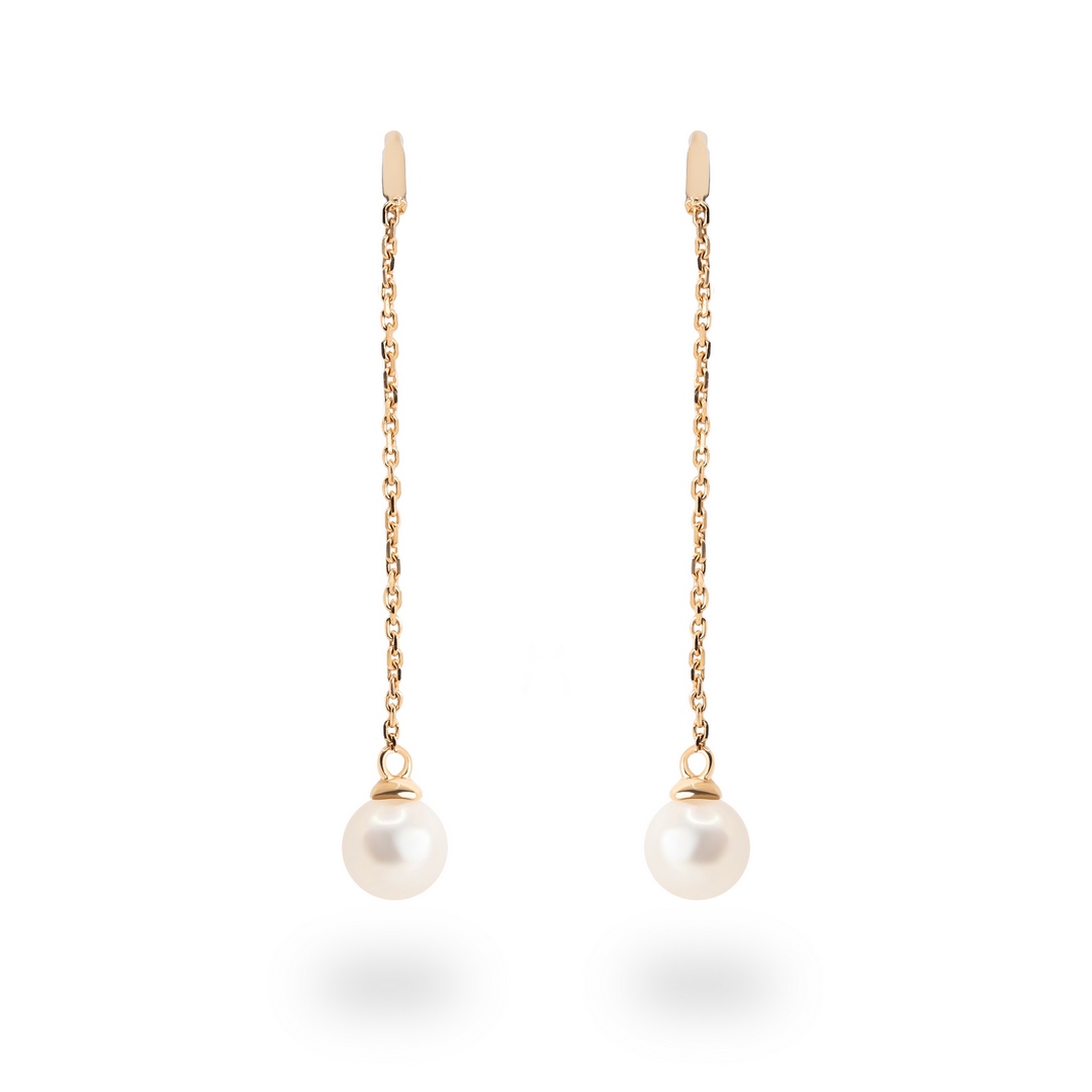 Серьги из красного золота с жемчугом