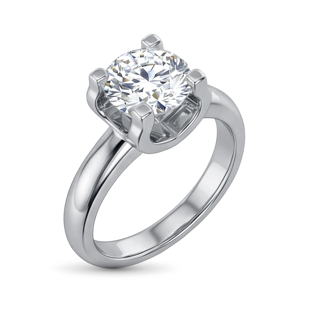 Кольцо из родированного золота с бриллиантами