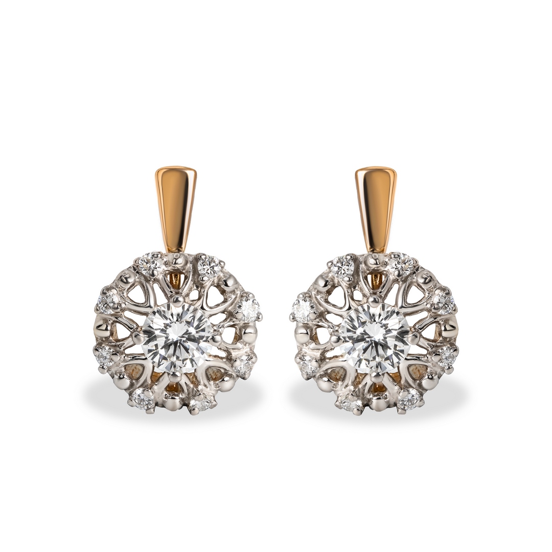 Серьги из комбинированного золота с бриллиантами