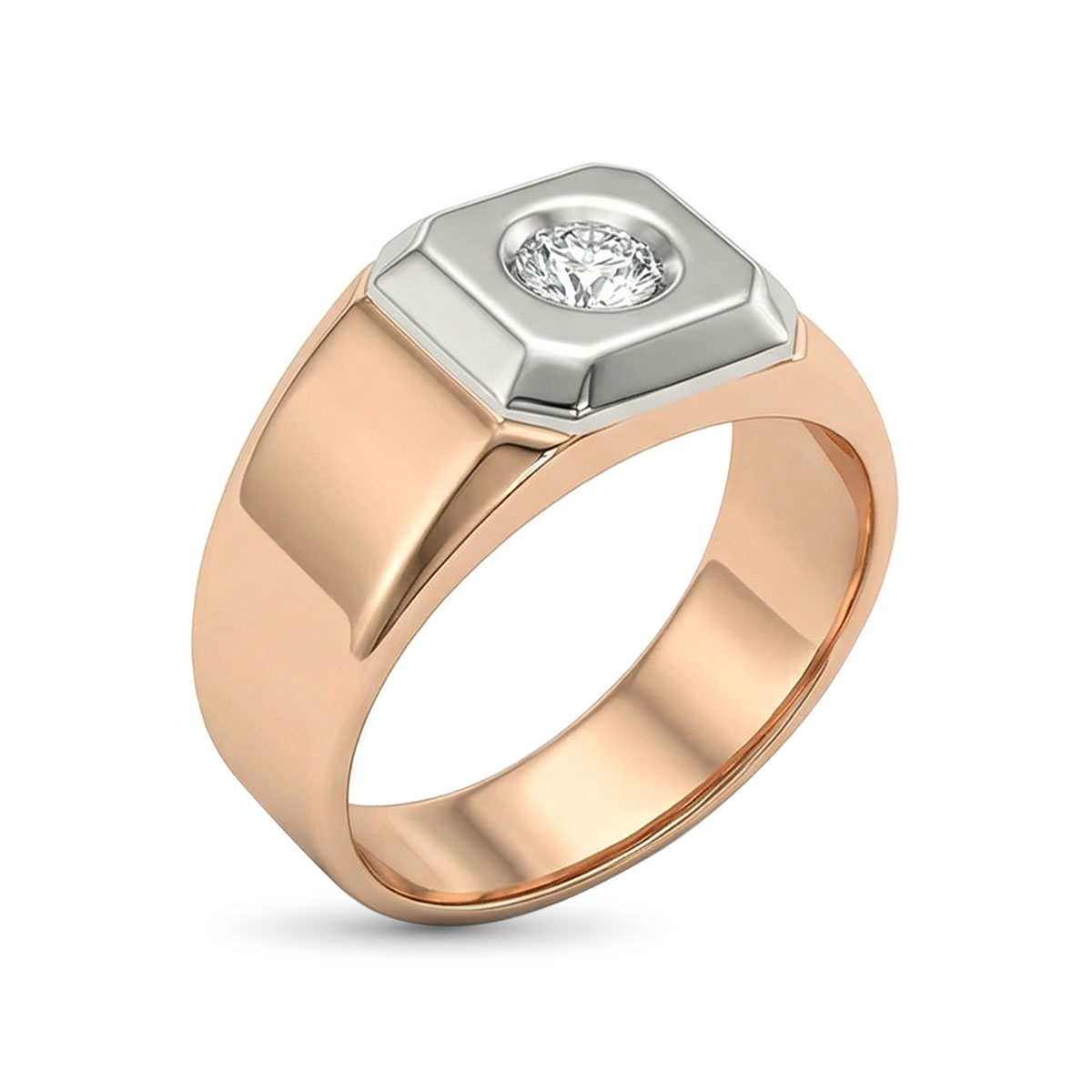 Кольцо из комбинированного золота с бриллиантом