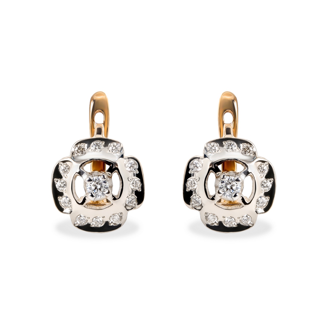 Серьги из комбинированного золота с бриллиантами