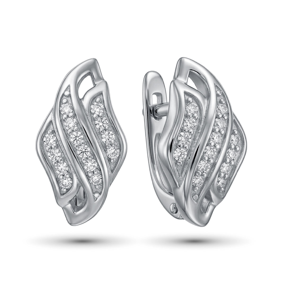 Серьги из родированного золота с бриллиантами