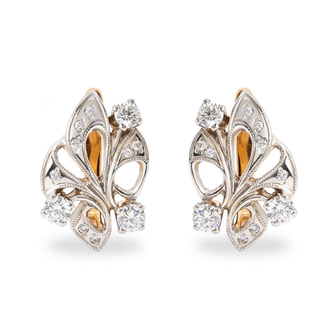 Серьги из комбинированного золота с бриллиантами