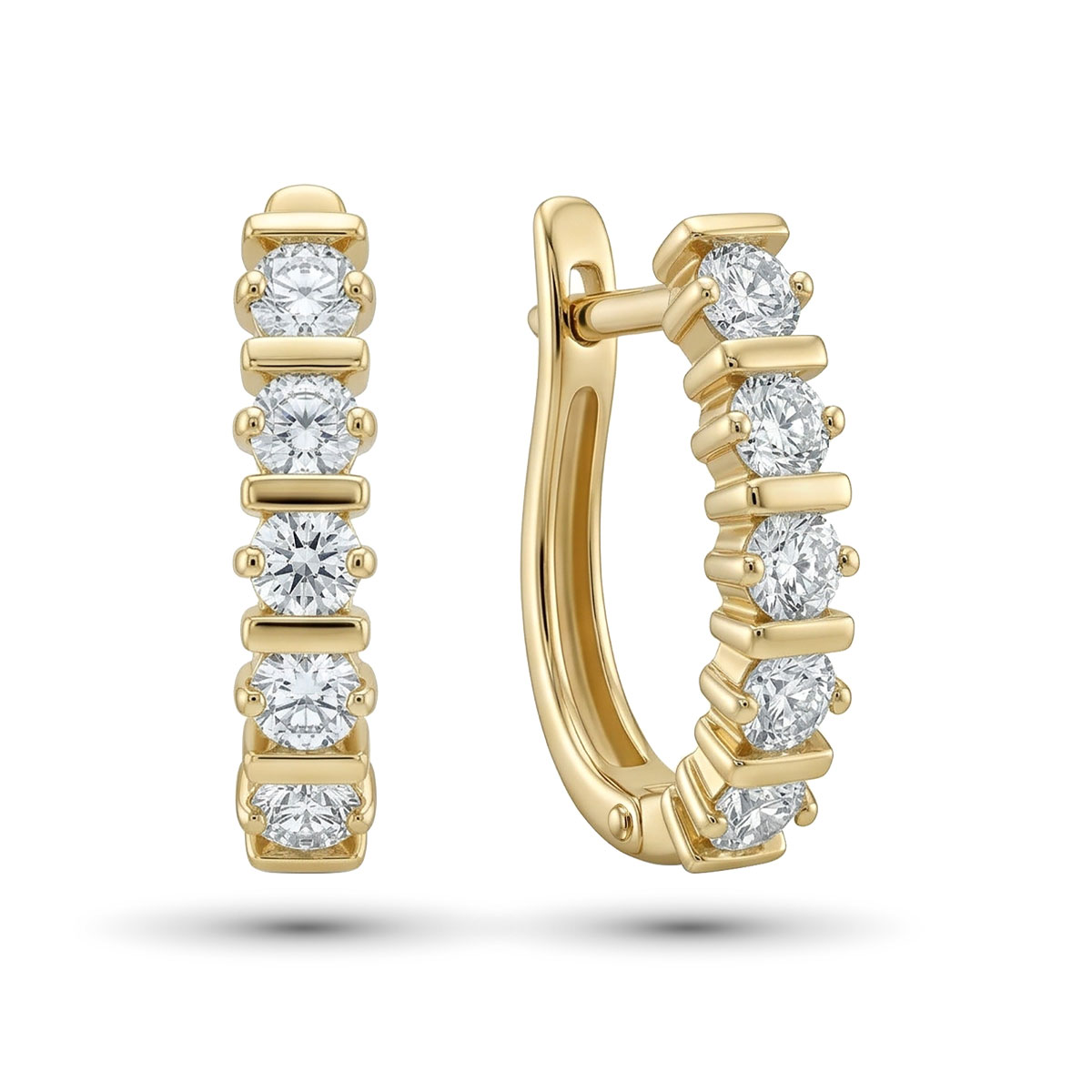 Серьги из желтого золота с бриллиантами