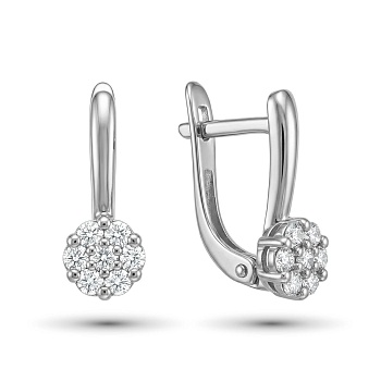 Серьги из родированного золота с бриллиантами