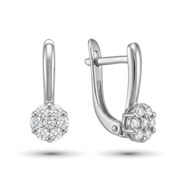 Серьги из родированного золота с бриллиантами