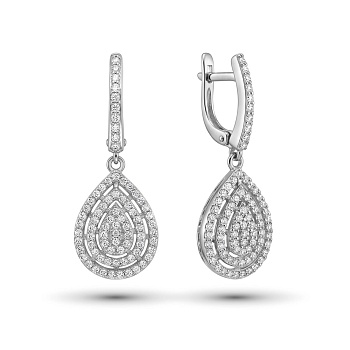 Серьги из родированного золота с бриллиантами