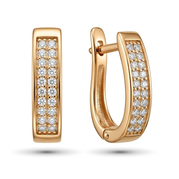 Серьги из красного золота с бриллиантами