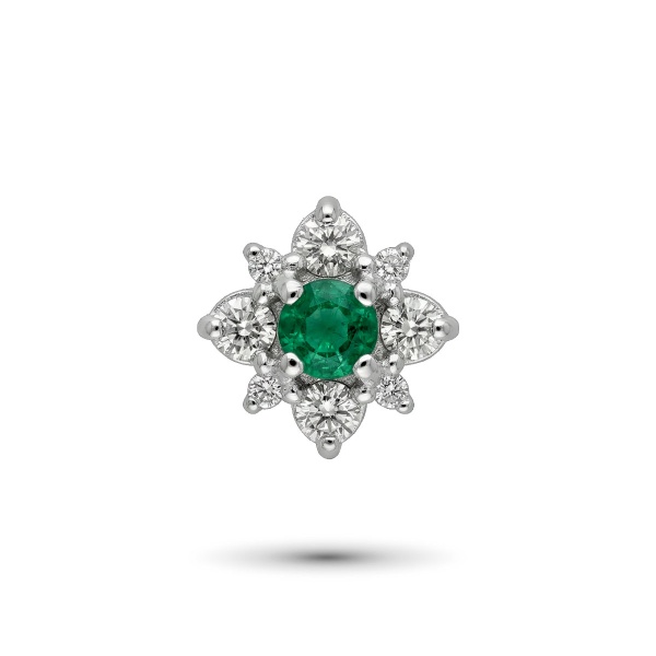 Подвеска из белого золота с изумрудпо и бриллиантами