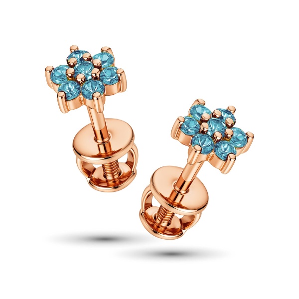 Серьги из красного золота с топазом