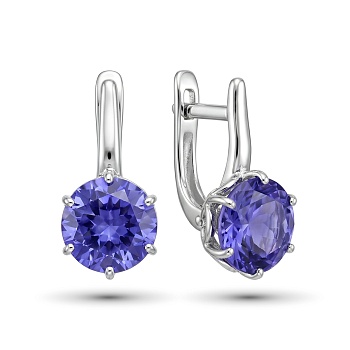 Серьги из родированного золота с танзанит