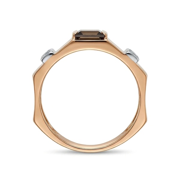 Кольцо из комбинированного золота с раухтопаз и бриллиантами