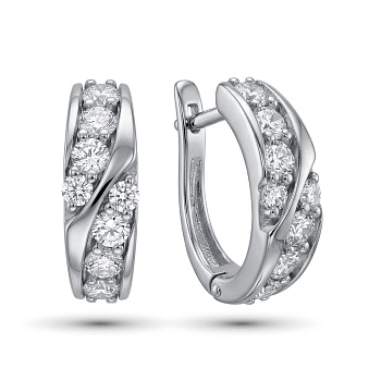 Серьги из родированного золота с бриллиантами