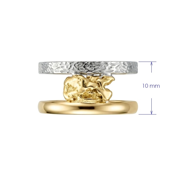 Кольцо из комбинированного золота с самородком