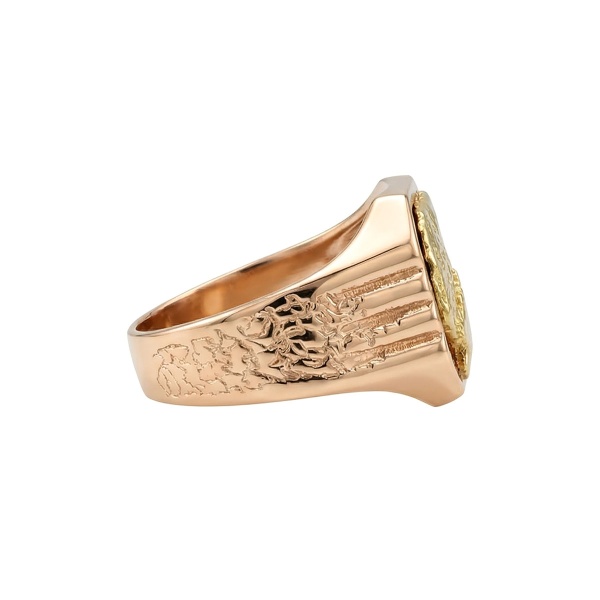 Кольцо из красного золота с самородком