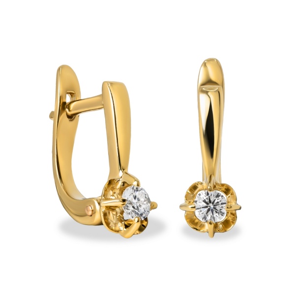 Серьги из желтого золота с бриллиантами