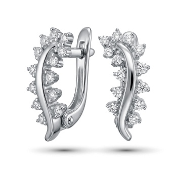 Серьги из родированного золота с бриллиантами