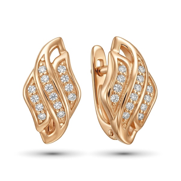 Серьги из красного золота с бриллиантами