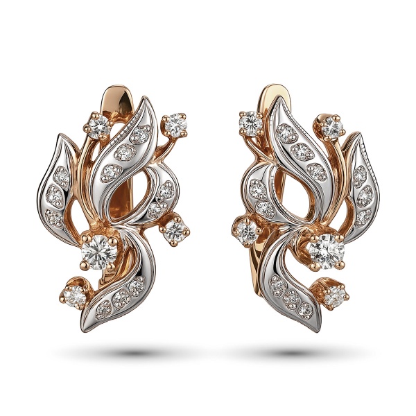 Серьги из комбинированного золота с бриллиантами