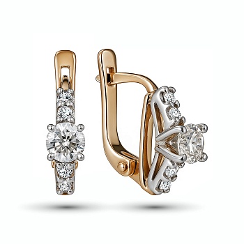 Серьги из комбинированного золота с бриллиантами