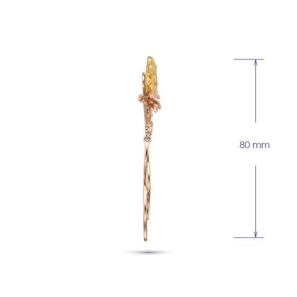 Брошь из красного золото с самородком